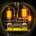 AI generated image - Cyberpunk device with nixie tubes and vacuum tubes