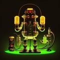 AI generated image - Cyberpunk device with nixie tubes and vacuum tubes