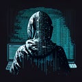 AI generated image. Cyberpunk hacker with code lines concept. Cyber security