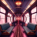 AI generated image - Cyberpunk train riding in a science fiction landscape