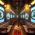 AI generated image - Cyberpunk train riding in a science fiction landscape