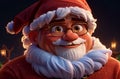 3D character of a surprised Santa Claus. 3D animation style. AI Generated