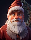 AI generative 3D character of a surprised Santa Claus.