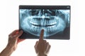 AI generated image. a dentist looking at a dental x-ray Royalty Free Stock Photo