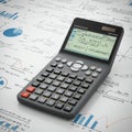 AI Generated Financial Calculator with Paper, Money, and Debt Hardships Concept Royalty Free Stock Photo