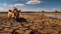 Drought-Stricken Landscape: Climate Change and Ecology Concerns. Generative ai Royalty Free Stock Photo