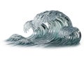 AI-generated image depicting stylized ocean waves made of glass. The waves are dynamic and detailed, Royalty Free Stock Photo