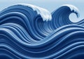 AI-generated image depicting stylized ocean waves with a Royalty Free Stock Photo