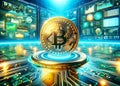 Global Online Cryptocurrency Mining Crypto Coins Digital Currency Internal Computer Internet Bitcoin AI Generated