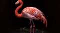 Pink Flamingo on black background Royalty Free Stock Photo