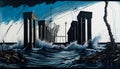 Catastrophic Scene of Chaos: Floods, Earthquakes, and Tidal Waves, Made with Generative AI