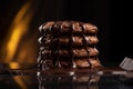double chocolate cookies with a drizzle of caramel sauce Royalty Free Stock Photo