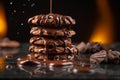 double chocolate cookies with a drizzle of caramel sauce Royalty Free Stock Photo
