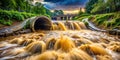 A Visual Catastrophe Urban River Flooding Due to Sewage Overflow Exposing the Severity of Failing Infrastructure Royalty Free Stock Photo