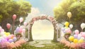 Dreamy Garden Balloon Arch, Made with Generative AI