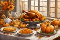 AI-generated image depicts an enchanting watercolor-style illustration of thanksgiving food