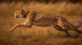 Fast cheetah in action Ai generative Royalty Free Stock Photo