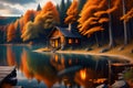 AI-generated image depicts a quaint and rustic witch\'s cabin