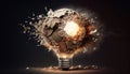 Exploding Lightbulb Illuminates Fragile Earth, Made with Generative AI Royalty Free Stock Photo