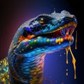 Multi-Coloured Ink Snake, Made with Generative AI