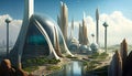 Future Earth: A Glimpse into the Year 2500, Made with Generative AI Royalty Free Stock Photo