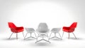 Red and White Modern Plastic Chairs Arranged in a Circle Royalty Free Stock Photo