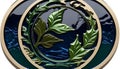 Sustainable Earth Emblem in Dual Colors, Made with Generative AI