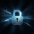 AI-Generated Image: Digital Padlock Icon with Binary Code Backdrop