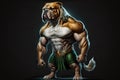 ai generated image of a dog muscleman, generative ai background of an animal bodybuilder