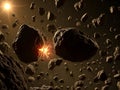 Asteroid Collision: Dramatic Impact in the Cosmic Realm Royalty Free Stock Photo