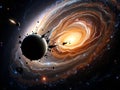 Cosmic Collision: Planet Impact Within a Spiral Galaxy Royalty Free Stock Photo