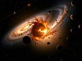 Cosmic Collision: Planetary Destruction and Stellar Rebirth in Space Royalty Free Stock Photo