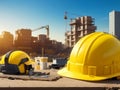 Labor Helmet on the Table, Yellow Labor Helmet , Construction Site , Labor Day Wallpaper