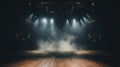 Empty stage with smoke and spotlights. Royalty Free Stock Photo