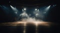 Empty stage with smoke and spotlights. Royalty Free Stock Photo