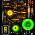 AI generated image - Cyberpunk device with nixie tubes and vacuum tubes