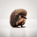 Australian Echidna on minimalist white background