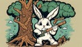 Brave Bunny\'s Tree Removal Logo with Yeek Camp Vibe, Made with Generative AI