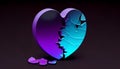 Broken Heart Icon in Blue and Purple, Made with Generative AI