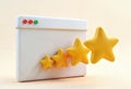 AI Generated 3D White Browser Window with Gold Star Review Bursting from Screen Royalty Free Stock Photo