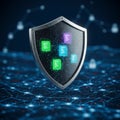 AI-Generated Image of Digital Shield with Keyhole Icon and Security Elements