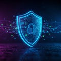 AI-Generated Image of Digital Shield with Keyhole Icon and Security Elements
