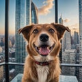 AI-Generated Image of a Dog Inside a Modern Building Royalty Free Stock Photo