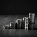 AI-Generated Image: Stacks of Coins with Ladder Royalty Free Stock Photo