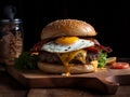 burger made with a beef patty topped with a fried egg