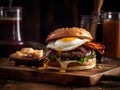 burger made with a beef patty topped with a fried egg