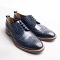 Navy Brogues on white background