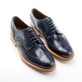 Navy Brogues on white background