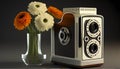 Retro Camera Vase, Made with Generative AI Royalty Free Stock Photo