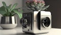 Retro Camera Vase, Made with Generative AI Royalty Free Stock Photo